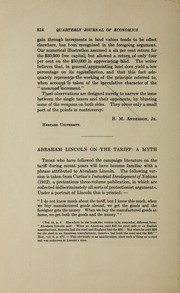 Cover of: Abraham Lincoln on the tariff: a myth