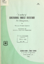 Cover of: A method of continuous forest inventory for management
