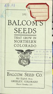 1917 Balcom's seeds that grow in northern Colorado by Balcom Seed Co