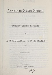 Cover of: Annals of Sandy Spring ... by William Henry Farquhar