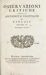 Osservazioni critiche sopra le antichità cristiane di Cingoli by Luca Fanciulli