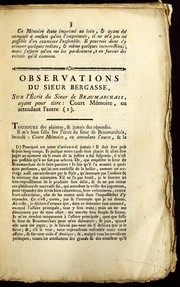 Cover of: Observations su Sieur Bergasse, sur l'e crit du Sieur de Beaumarchais, ayant pour titre: Court me moire, en attendant l'autre