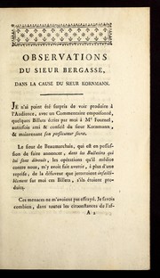 Cover of: Observations du sieur Bergasse, dans la cause du sieur Kornmann by Nicolas Bergasse