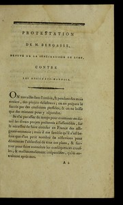 Cover of: Protestation de M. Bergasse, député de la sénéchaussée de Lyon, contre les assignats-monnoie. by Nicolas Bergasse