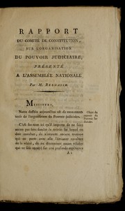 Cover of: Rapport du Comite  de Constitution, sur l'organisation du pouvoir judiciaire