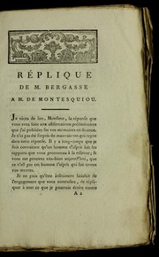 Cover of: Re plique de M. Bergasse a   M. de Montesquiou by Nicolas Bergasse