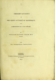 Cover of: Observations on the genus Ocytho©± of Rafinesque: with a description of a new species