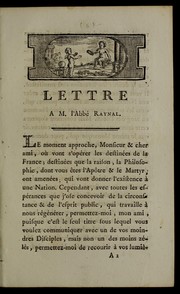 Cover of: Lettre a M. l'abbe  Raynal