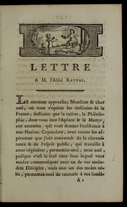 Cover of: Lettre a M. l'abbe  Raynal by Bertrand, Dominique directeur principal de la colonie d'Afrique