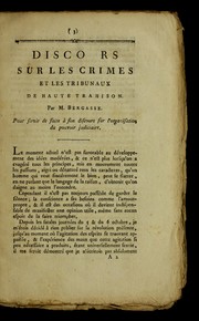 Cover of: Discours sur les crimes et les tribunaux de haute trahison by Nicolas Bergasse