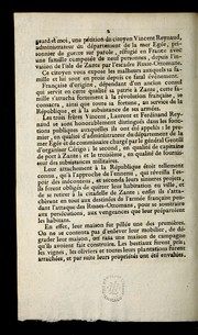 Cover of: Rapport fait par Doche-Delisle (de la Charente) au nom d'une commission spe ciale, sur la pe tition du citoyen Vincent Reynaud, administrateur du de partement de la mer E ge e, prisonnier de guerre sur parole, lors de l'invasion de Zante par l'escadre russe-ottomane, et sur les secours a   accorder aux citoyens qui ont quitte  les pays envahis par l'ennemi: se ance du 26 fructidor an 7.