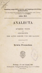 Cover of: Analecta by Erwin Preuschen