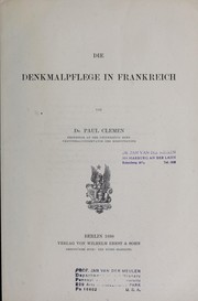 Cover of: Die Denkmalpflege in Frankreich by Paul Clemen
