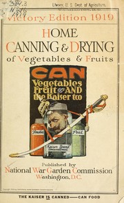 Cover of: Home canning and drying of vegetables and fruits