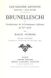 Brunelleschi et l'architecture de la renaissance italienne au XVe siècle by Filippo Brunelleschi