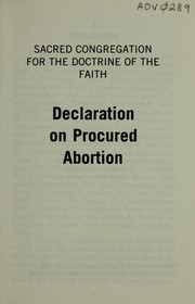 Cover of: Declaration on procured abortion