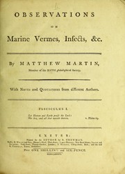 Cover of: Observations on marine vermes, insects, &c. Fasciculus I by Matthew Martin