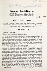 Cover of: Summi pontificatus: encyclical letter exhorting unity in opposing world evils