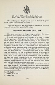 Cover of: 1960 Christmas message: address given on December 22, 1960