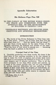 Cover of: Menti nostrae : Apostolic exhortation of Pope Pius XII to the clergy of the entire world: On the development of holiness in priestly life