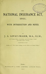 Cover of: The National Insurance Act, 1911