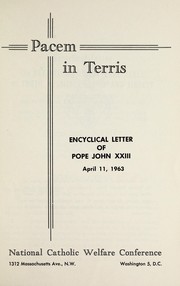 Cover of: Pacem in terris by Catholic Church. Pope (1958-1963 : John XXIII)
