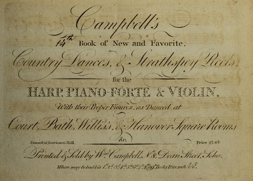 Campbell's 14th book of new and favorite country dances & strathspey reels by Campbell, William music seller
