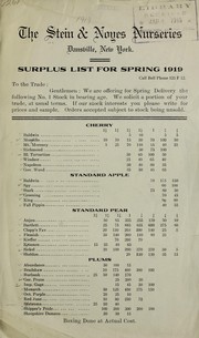 Cover of: Surplus list for Spring 1919 | Stein and Noyes Nurseries