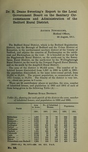 Cover of: Dr. R. Deane Sweeting's report to the Local Government Board on the sanitary circumstances and administration of the Bedford Rural District
