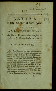 Cover of: Lettre d'un eccle siastique de province a   M. l'e ve que de Blois, au sujet des repre sentations adresse es au Roi par le clerge  assemble  en 1788