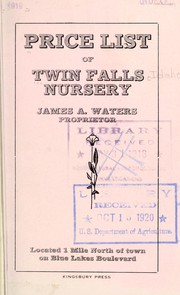 Cover of: Price list of Twin Falls Nursery