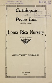 Cover of: Catalogue and price list | Loma Rica Nursery