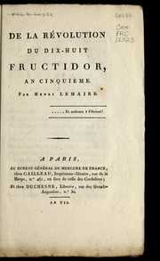 De la re volution du dix-huit fructidor, an cinquie  me by H. Lemaire