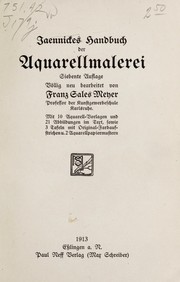 Jaennickes Handbuch der Aquarellmalerei by Friedrich Jaennicke