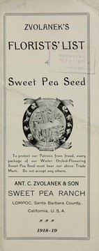 Cover of: Zvolanek's florists' list of sweet pea seed: 1918-19