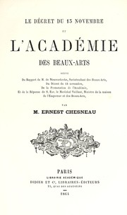 Cover of: Le décret du 13 novembre et l'Académie des beaux-arts by Ernest Chesneau