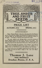 Cover of: Tree, shrub and fruit seeds by Thomas J. Lane (Firm)