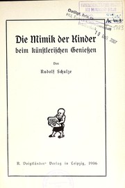 Cover of: Die Mimik der Kinder beim künstlerischen Geniessen.