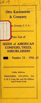 Cover of: Price list of seeds of American conifers, trees, shrubs, herbs: 1916-17