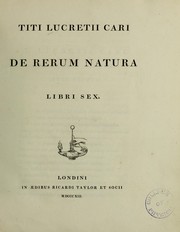 Cover of: De rerum natura libri sex