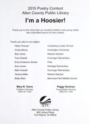 Cover of: 2015 poetry contest, Allen County Public Library: I'm a Hoosier!