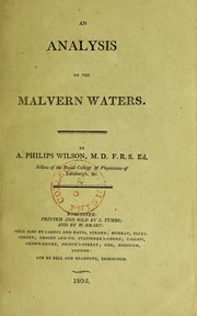 Cover of: An analysis of the Malvern waters