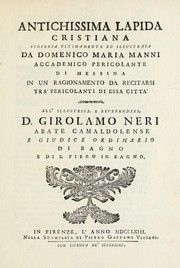 Cover of: Antichissima lapida cristiana scoperta ultimamente ed illustrata