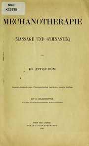 Cover of: Mechanotherapie (Massage und Gymnastik)