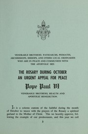 Cover of: The rosary - during October: an urgent appeal for peace ... September 15, 1966