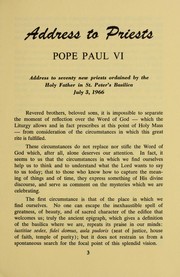 Cover of: Address to priests by Paul VI Pope
