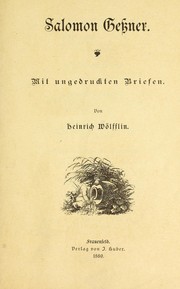 Cover of: Salomon Gessner: mit ungedruckten Briefen