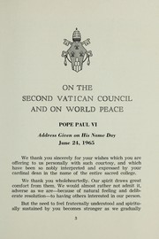 Cover of: On Vatican Council II and on world peace: [address given on his name day June 24, 1965]