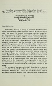 Cover of: Pontifical letter establishing the Pontifical Council Cor Unum for Promoting Human and Christian Development, July 15, 1971 by Catholic Church. Pope (1963-1978 : Paul VI)