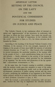 Cover of: Setting up the Council on the laity and the Pontifical Commission for studies on justice and peace: January 6, 1967
